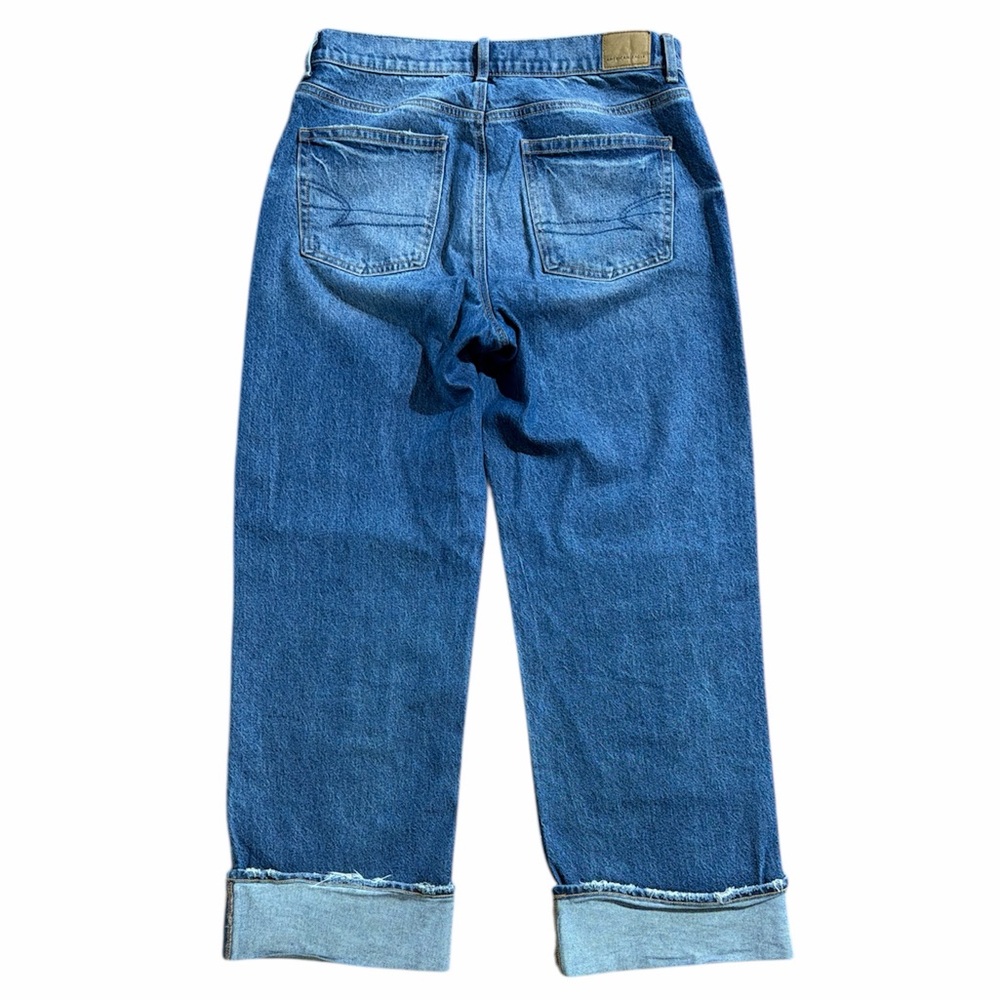 American Eagle Outfitters Stovepipe Women Sz 10 Wide High Rise Blue Zip Fly Jean - Picture 2 of 8
